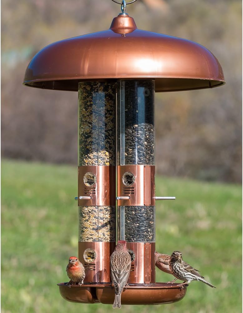 Perky-Pet 7103-2 Copper Finish Triple Tube Bird Feeder - Image 3