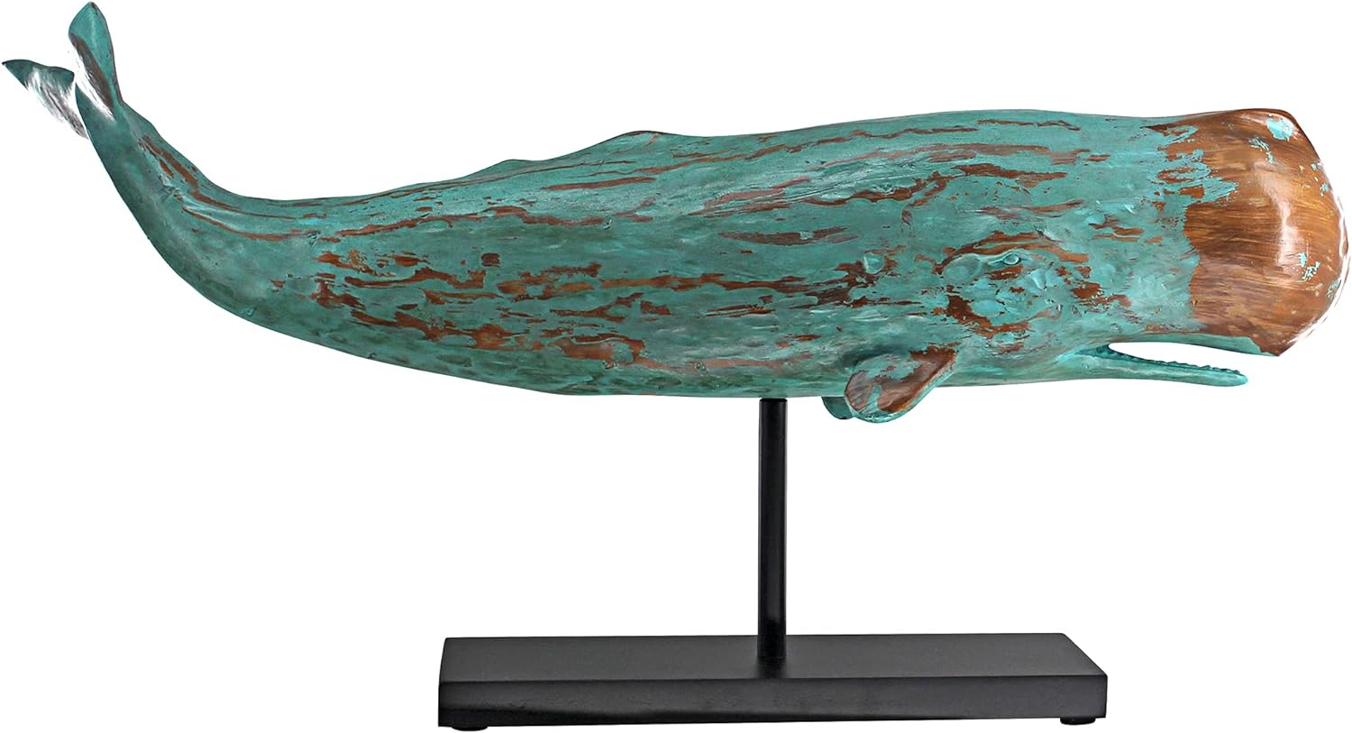 Design Toscano SD1120725 Folk Art Faux Wood Whale Statue on Display Stand, 30 Inch, Blue - Image 2