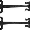 Renovators Supply Manufacturing Black Wrought Iron Door Strap Hinge 18 Long Antique Fleur De Lis Style Rust Resistant Flush Mount Door Hinges for Cabinet Or Barn Doors with Hardware Pack of 2