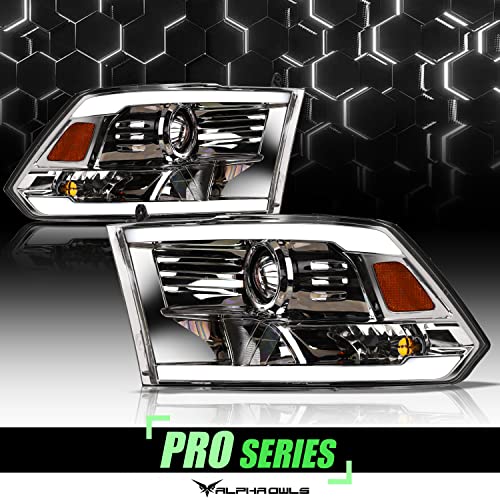 Alpha Owls 8710401 Crystal Headlights With Switchback Sequential LED Light Bar & Startup Light – Black Amber Fits 2009-2018 Dodge Ram 1500 2500 3500/2019-2023 Classic Halogen Models - Image 13