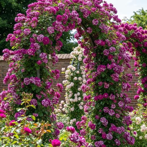 6 Months Old Climbing Rose Live Plant, Well Rooted 5-9 Tall, No Leaf, Ready to Plant Indoor Outdoor, Climber Rose Bush, Hybrid Tea Rose Like, Very Fragrant, Long Bloomer (Purple Striped) - Image 3