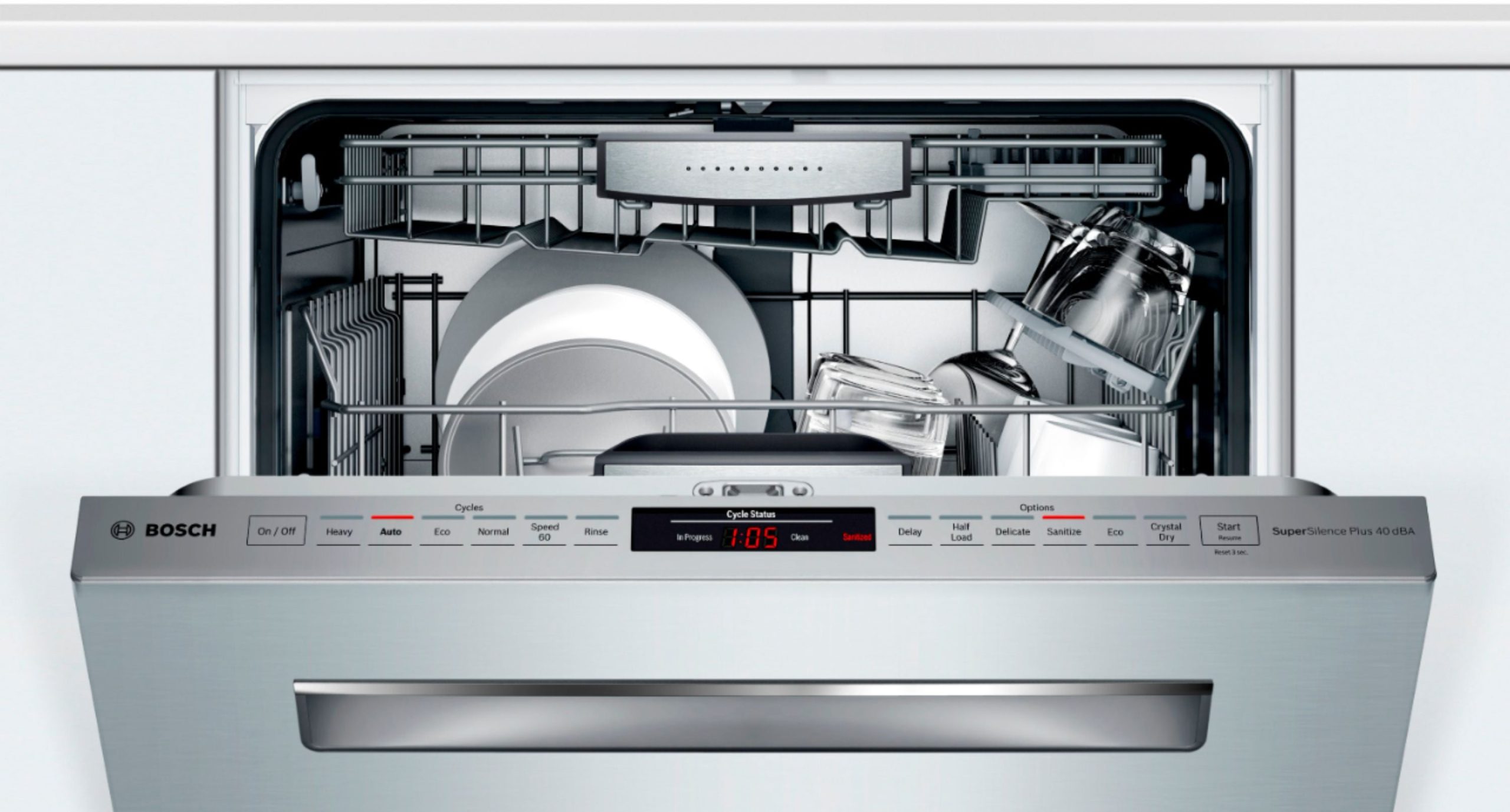 Bosch – 800 Series 24 Top Control Built-In Dishwasher with CrystalDry, Stainless Steel Tub, 3rd Rack, 40 dBa – Stainless steel - Image 2