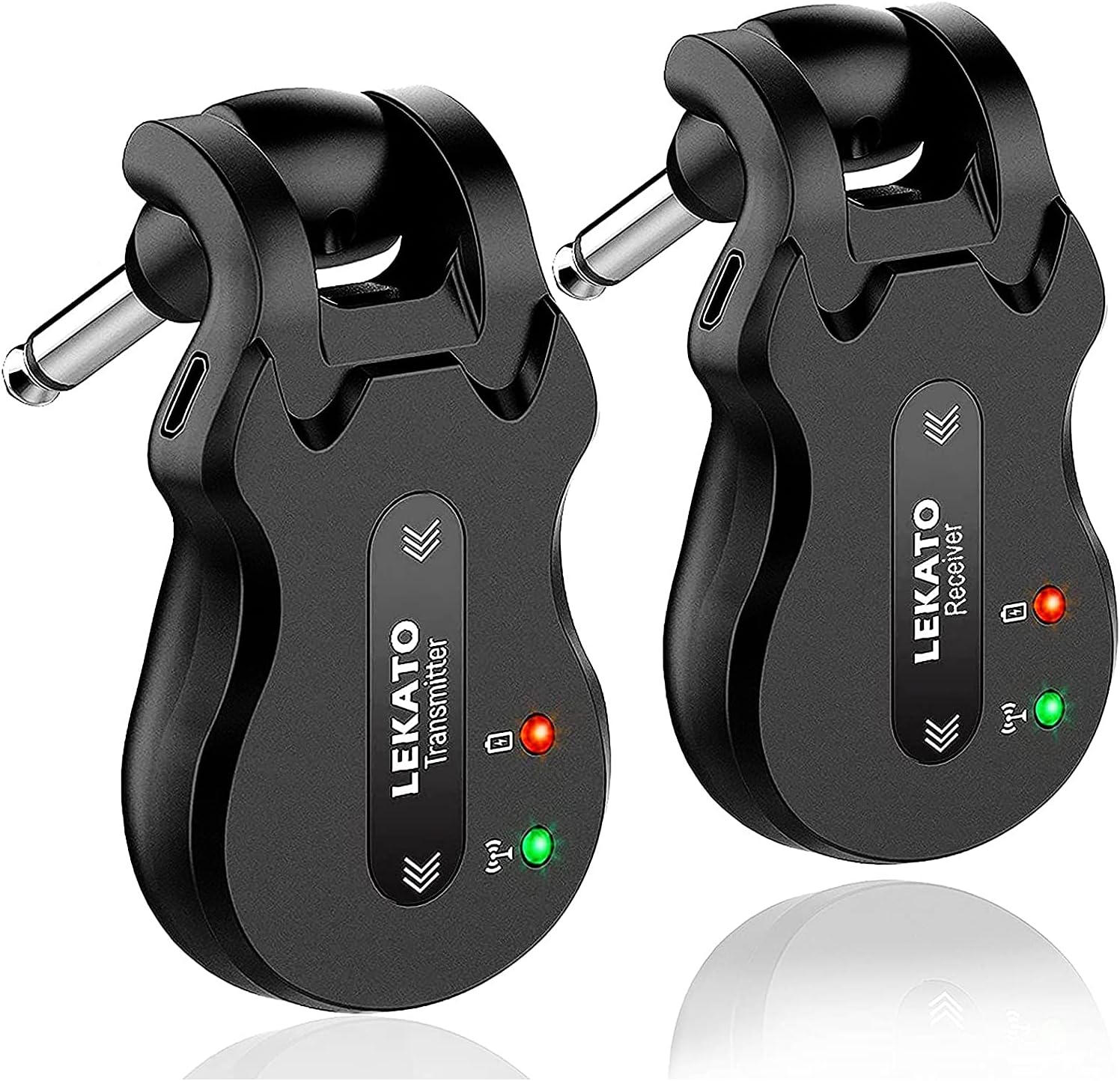 LEKATO 5.8Ghz Wireless Guitar System 4 Channels Audio Digital Guitar Transmitter Receiver 300 Feet Transmission Range