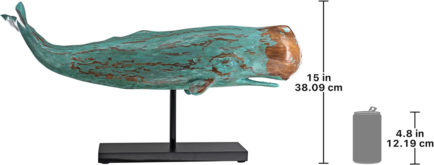Design Toscano SD1120725 Folk Art Faux Wood Whale Statue on Display Stand, 30 Inch, Blue - Image 6