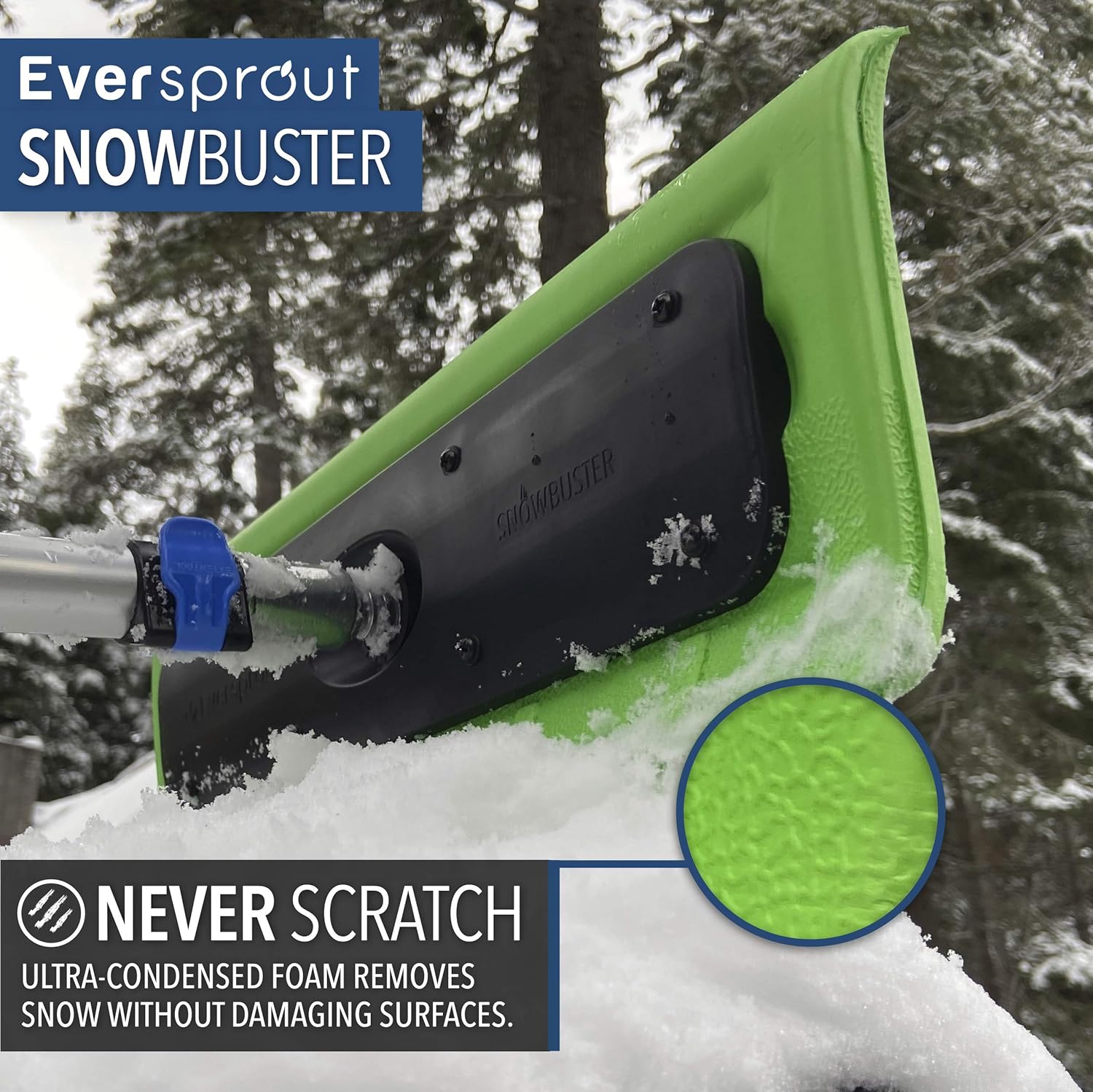 EVERSPROUT Never-Scratch SnowBuster 7-to-24 Foot (Up to 30 Ft Standing Reach) | Pre-Assembled Extendable Roof Rake for Snow Removal | Heavy-Duty Aluminum, Soft Foam Pad | Exclusive Push/Pull Design - Image 4
