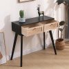 Rattan Console Table, Entryway Tables, Vanity Desk, Rattan Dresser, Farmhouse Wood Sofa Table Behind The Couch, Narrow Side Table for Hallway, Office, Foyer, 31 (Black)