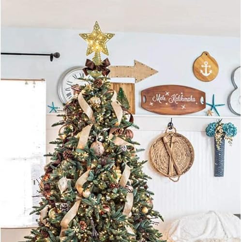 Juegoal Star Tree Topper with 20 LED Lights, Metal Golden Lighted Treetop Ornaments, Battery Powered Light Up Christmas Tree Decorations, 6.5 x 6.5 Inches - Image 13