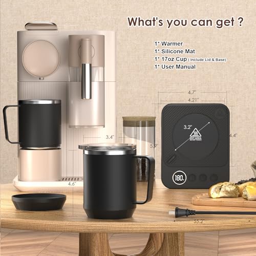 Coffee Mug Warmer & Mug Set for Desk, Electric Coffee Cup Warmer with 16oz Heated Mug, Smart Coffee Heater with Auto Shut Off for Office/Home, Christmas/Birthday/Coffee Gifts for Men & Women,Black - Image 21