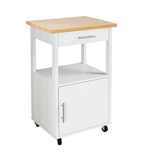 Shintenchi Kitchen Island Cart with Storage,Rolling Side Table on Wheels with Large Worktop, Cabinet,Towel Rack and Drawers for Kitchen,Dinning Room, White - Image 37